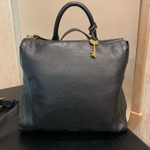 Fossil Black Leather Convertible Backpack Purse